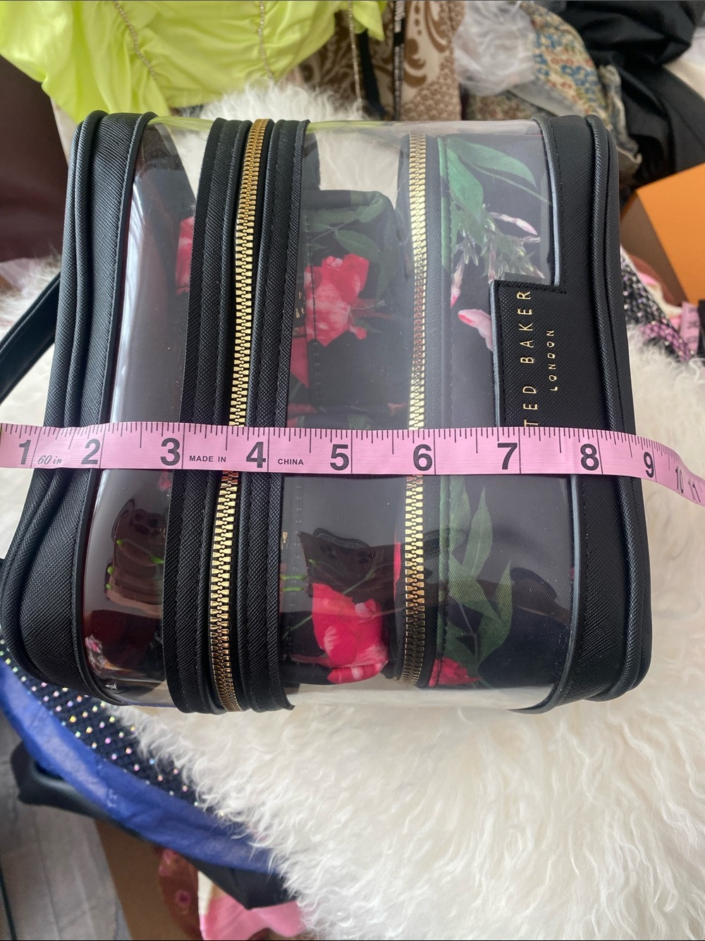 TED BAKER Black Clear Floral 4 Piece Travel Makeup Case NWT! - Picture 11 of 14